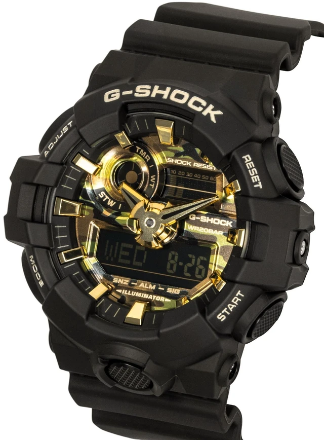 Alt view image 3 of 5 - Casio GA700CF1A G-Shock GA-700 Series Analog and Digital Black Camo Watch