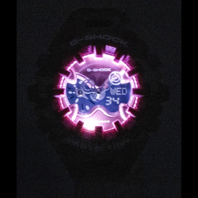 Alt view image 3 of 7 - Casio G-Shock Analog Digital Resin Strap Pink Dial Quartz GA-V01CMG-4A 200M Women's Watch