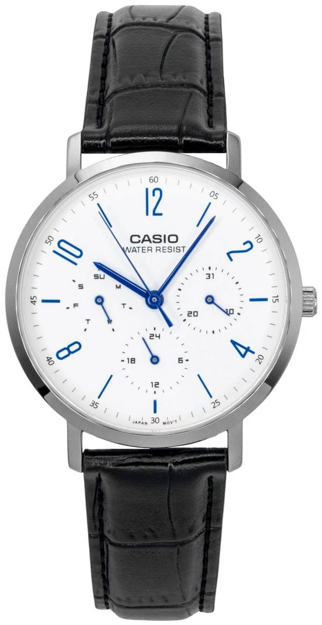 Main image of Casio Analog Leather Strap White Dial Quartz MTP-VT06L-7B Men's Watch