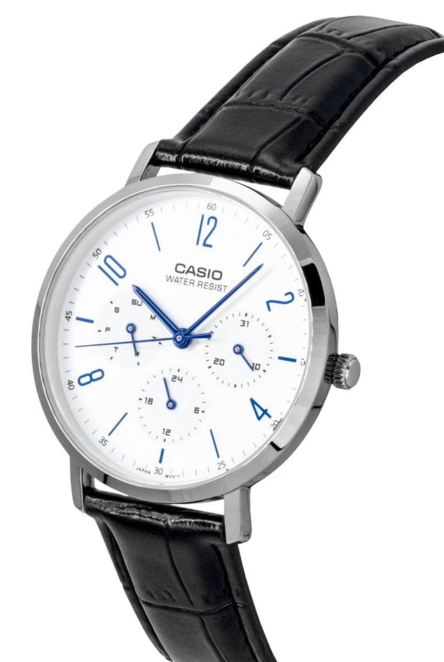 Alt view image 2 of 6 - Casio Analog Leather Strap White Dial Quartz MTP-VT06L-7B Men's Watch