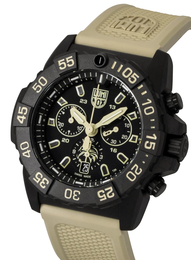 Alt view image 3 of 7 - Luminox Navy Seal Chronograph Rubber Strap Black Dial Quartz Diver's XS.3590.NSF.2 200M Men's Watch