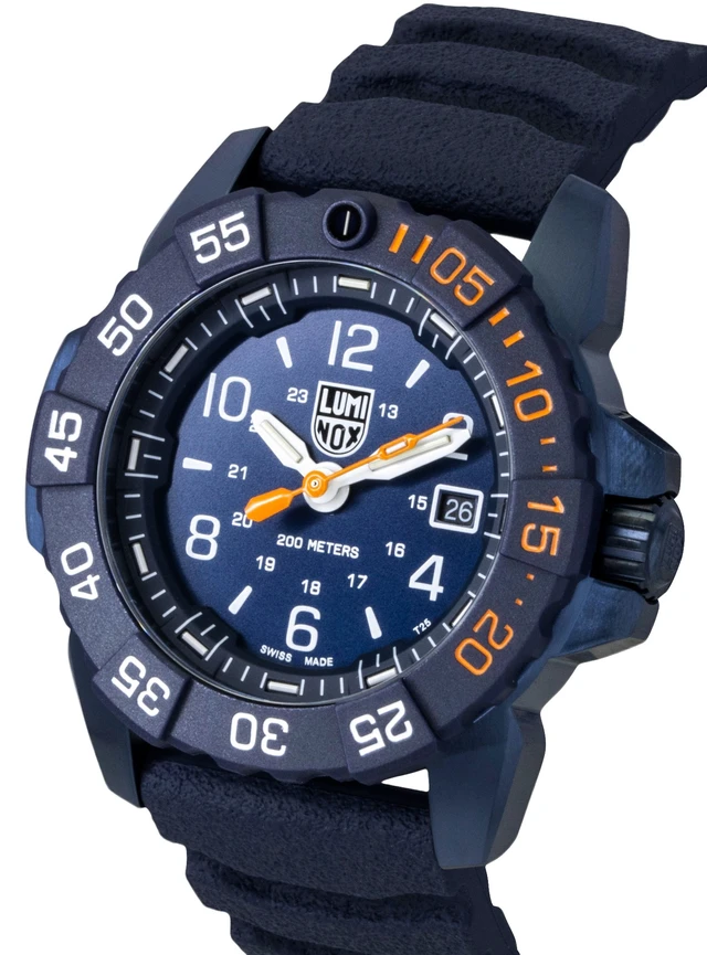 Alt view image 3 of 7 - Luminox Navy Seal Rubber Strap Blue Dial Quartz Diver's XS.3253.CB.NSF.2 200M Men's Watch