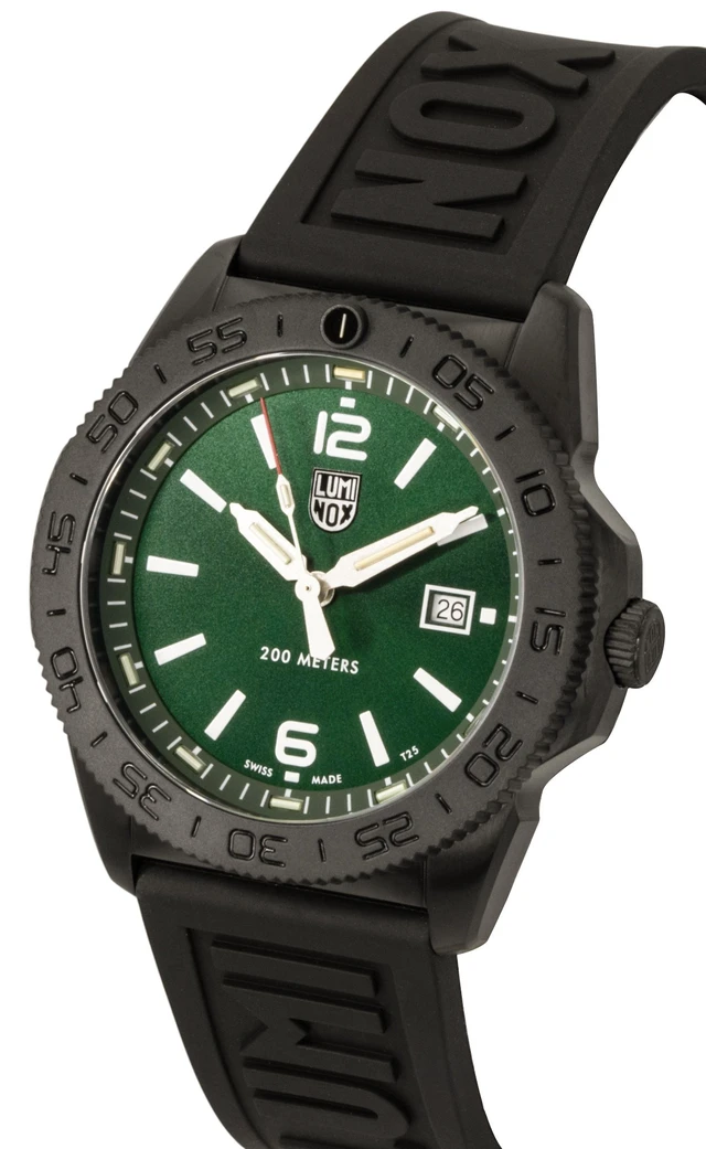 Alt view image 3 of 7 - Luminox Pacific Diver Rubber Strap Green Dial Quartz Diver's XS.3137.B 200M Men's Watch