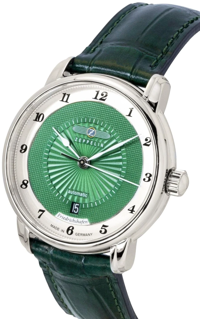 Alt view image 3 of 4 - Zeppelin Friedrichshafen Leather Strap Green Dial Automatic 85562 Men's Watch