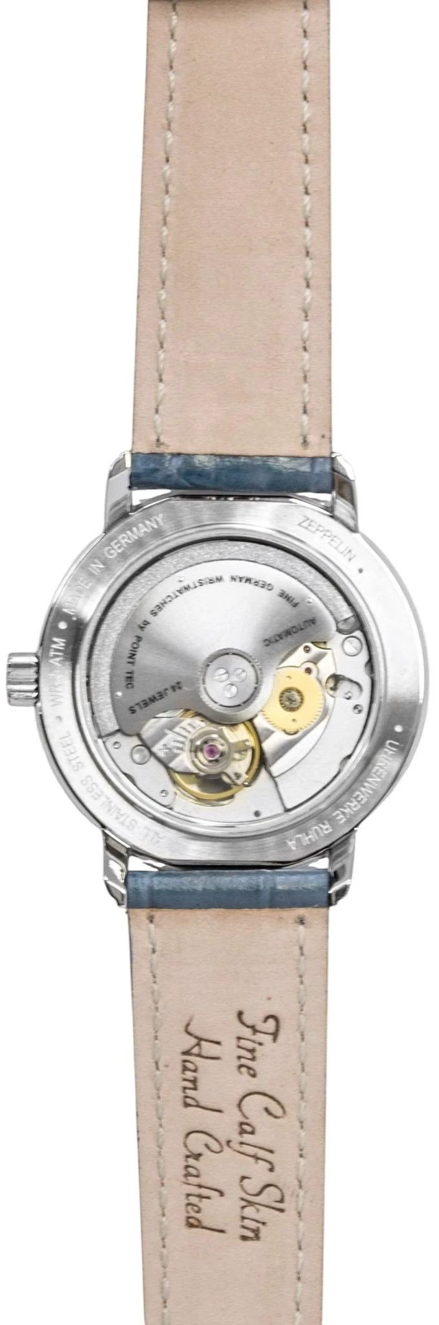 Alt view image 3 of 3 - Zeppelin Friedrichshafen Leather Strap Open Heart Blue Dial Automatic 85673 Women's Watch