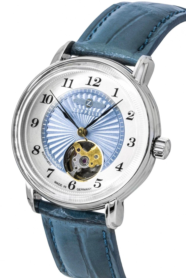 Alt view image 2 of 3 - Zeppelin Friedrichshafen Leather Strap Open Heart Blue Dial Automatic 85673 Women's Watch