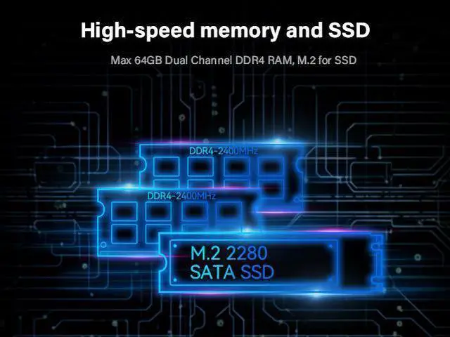 Alt view image 3 of 7 - Maxtang Mini PC AMD Ryzen 3020E (up to 2.6 GHz) DDR4 M.2 SATA3.0 Small Form Factor Desktop Computer Support 4K UHD, WiFi/BT, Home Server, Office, Business 16GB RAM / 512GB SSD Windows 10