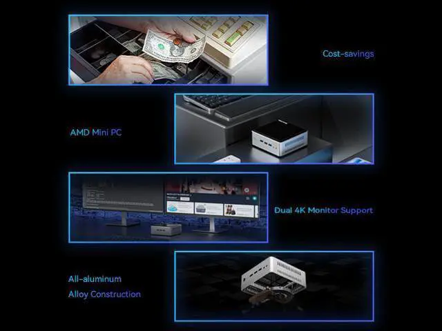 Alt view image 7 of 7 - Maxtang Mini PC AMD Ryzen 3020E (up to 2.6 GHz) DDR4 M.2 SATA3.0 Small Form Factor Desktop Computer Support 4K UHD, WiFi/BT, Home Server, Office, Business 16GB RAM / 512GB SSD Windows 10