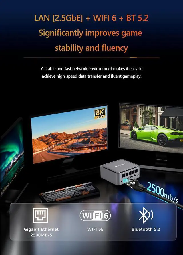 Alt view image 2 of 7 - Maxtang Ryzen 6600h Mini pc (up to 4.5GHz) Barebone DDR5 Ram M.2 SSD Slot/Gaming PC for WiFi 6, USB3.2, USBC4, BT5.2, DP, HDMI, LAN 2.5G,Dual Fan Shell White 32GB RAM / 1TB NVME SSD