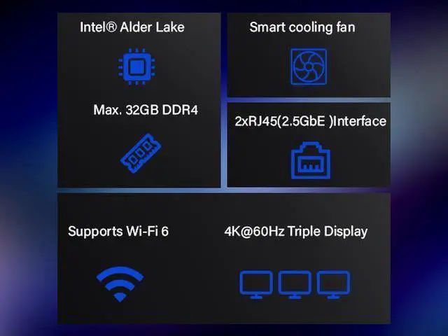 Alt view image 2 of 7 - Maxtang Mini PC 12th Intel N100 [UP to 3.4 GHz] DDR4 4C/4T 6MB Cache Small Desktop Mini PC VESA Compatible 4K@60Hz Quiet Little Mini PC USB3.2 with LAN Port (NO OS, NO Ram NO SSD)