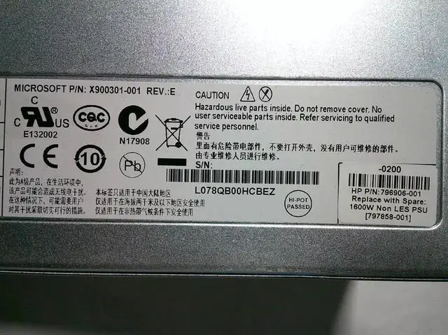 Alt view image 3 of 3 - HPE 797858-001 1600W Non LES 2U Server Power Supply