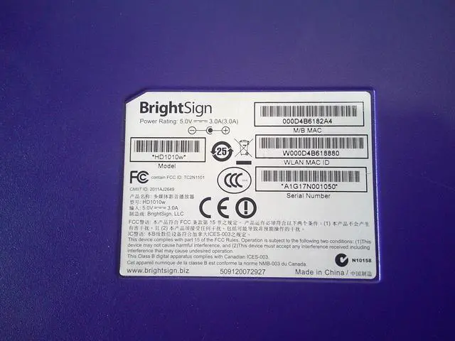 Alt view image 3 of 4 - BrightSign HD1010W Digital Signage Appliance