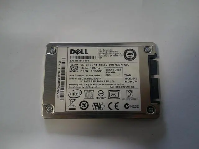 Alt view image 2 of 4 - Dell NDDN1 0NDDN1 / Intel DC S3610 200GB 1.8" SATA SSD  SSDSC1BG200G4R