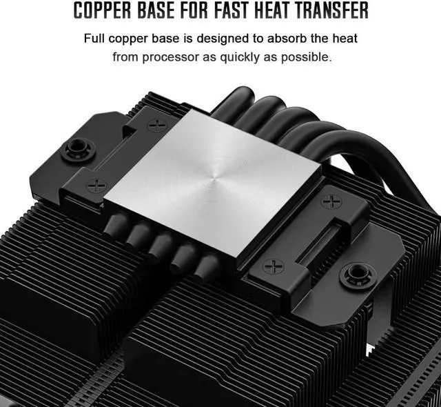 Alt view image 2 of 7 - ID-COOLING IS-55 Black Desktop CPU Cooler Low Profile 57mm Height CPU Air Cooler 5 Heatpipes 120x120x15mm Slim Fan, CPU Fan for Intel LGA1700/115X/1200; AMD AM4/AM5