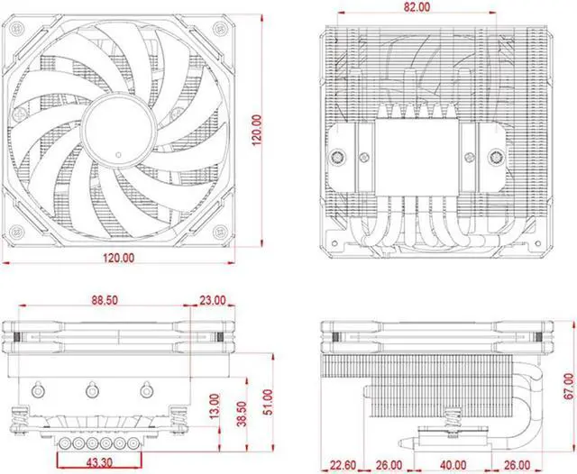 Alt view image 7 of 7 - ID-COOLING IS-67-XT Black 67mm Height Low Profile CPU Cooler 6 Heatpipes CPU Air Cooler for HTPCs, ITX, and Small Form Factor Builds, 120x15mm Slim Fan, Support Intel LGA1700/1200/115X, AMD AM5/AM4
