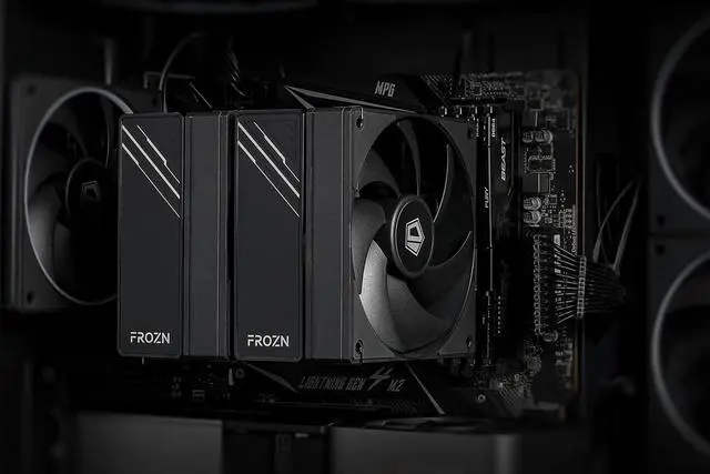 Alt view image 6 of 7 - ID-COOLING FROZN A620 Black - 6.1" Height Black Dual-Tower Air CPU Cooler, 6×6mm Heatpipes, Dual 120x120x25mm FDB Fans, TDP 270W, Intel LGA1700/1851/1200/115X; AMD AM4/AM5 (154mm in Height)