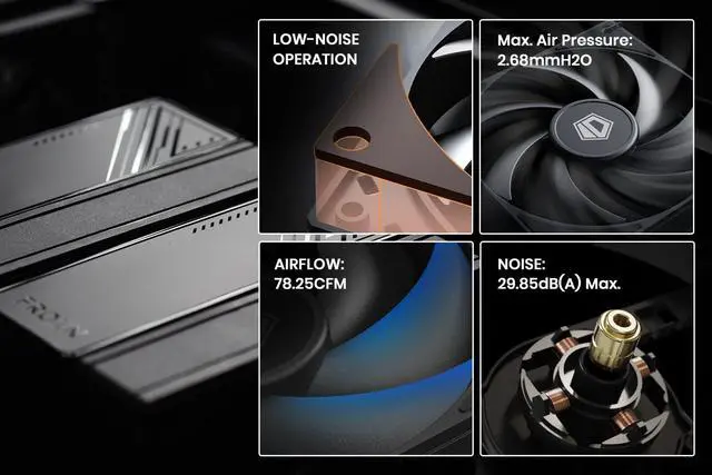 Alt view image 5 of 7 - ID-COOLING FROZN A620 Black - 6.1" Height Black Dual-Tower Air CPU Cooler, 6×6mm Heatpipes, Dual 120x120x25mm FDB Fans, TDP 270W, Intel LGA1700/1851/1200/115X; AMD AM4/AM5 (154mm in Height)