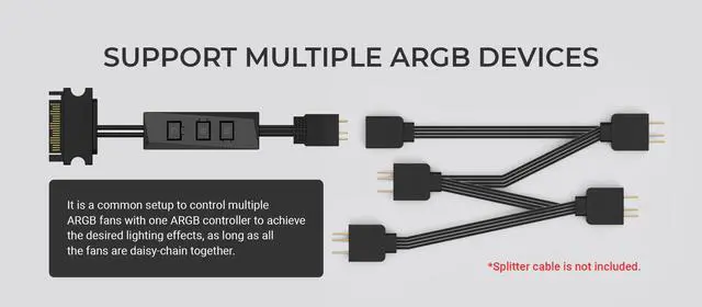 Alt view image 5 of 6 - ID-COOLING RC-ARGB ARGB Controller 3-Pin Connector Support Multiple ARGB Devices  for PC Builds