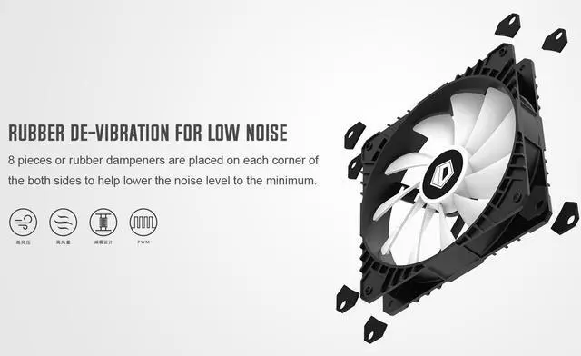 Alt view image 4 of 6 - ID-COOLING WF-14025-XT Black 14cm PWM fan Low Profile Cooling Fan For CPU&GPU&VGA cooler Non-LED 3 Packs