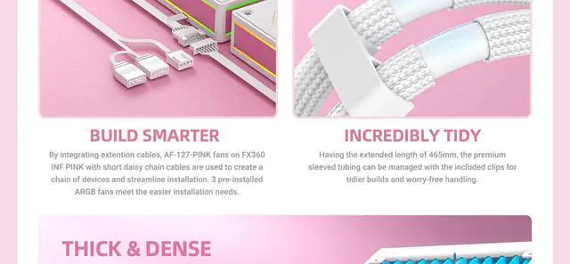 Alt view image 6 of 7 - ID-COOLING FX360-INF-PINK CPU Water Cooler 5V ARGB AIO Cooler 360mm CPU Liquid Cooler RGB Fan, Intel 1851/1700/1200/115X, AMD AMA&AM5