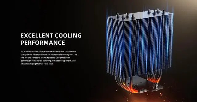 Alt view image 2 of 7 - ID-COOLING FROZN-A410-GDL CPU Cooler 4 Heatpipes Air Cooler Dual FDB 27mm fan For Intel  LGA1851/1700/1200/115X; AMD AM4/AM5