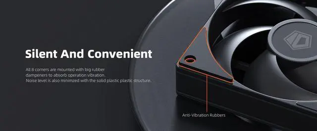 Alt view image 5 of 6 - ID-COOLING AS-120-K 120mm Black Case Fan Silence PC Fan Daisy Chain Connector Computer Fans for Radiator/CPU Air Cooler/Computer Case 3 Packs