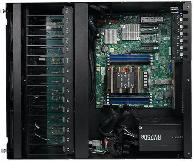 Alt view image 3 of 4 - 45Drives - 45HomeLab HL15 - 15Hot-Swap Drive Bays - Corsair 750 Power supply - CPU - Xeon Gold 6230R, 26 Cores / 52 Threads - Memory - 256GB  (Premium Server) Black