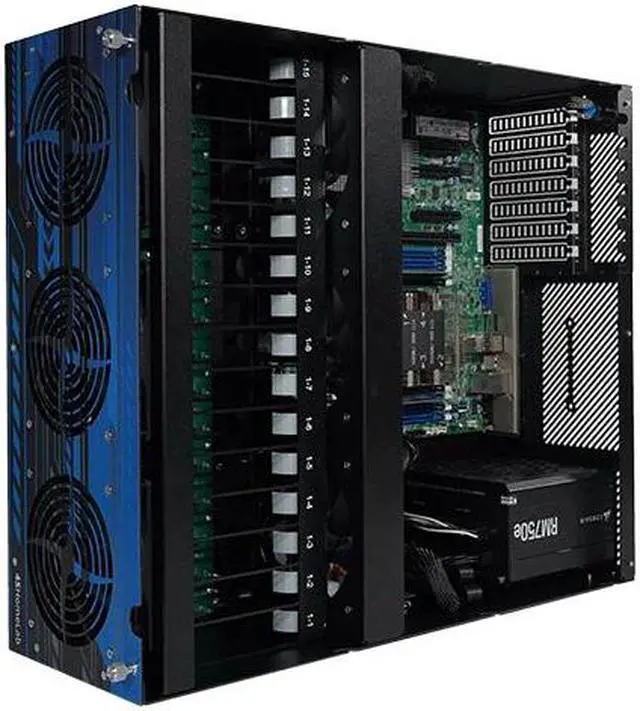 Alt view image 2 of 4 - 45Drives - 45HomeLab HL15 - 15Hot-Swap Drive Bays - Corsair 750 Power supply - CPU - Xeon Xeon Silver 4210, 10 Cores / 20 Threads - Memory - 32GB  (Premium Server) Black
