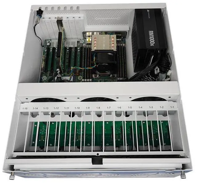 Alt view image 3 of 4 - 45Drives - 45HomeLab HL15 2.0 - 15Hot-Swap Drive Bays -  ROMED8-2T/BCM - Corsair RM 1000X Power supply -AMD EPYC 7252, 8 Cores / 16 Threads - Memory - 16GB  White