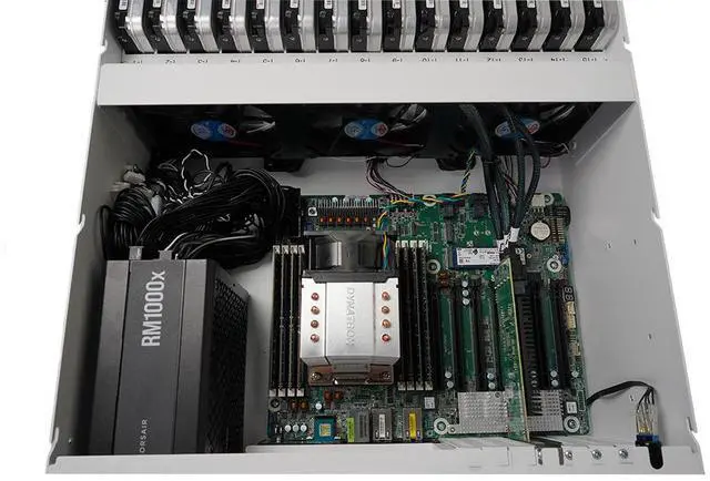 Alt view image 4 of 4 - 45Drives - 45HomeLab HL15 2.0 - 15Hot-Swap Drive Bays -  ROMED8-2T/BCM - Corsair RM 1000X Power supply -AMD EPYC 7252, 8 Cores / 16 Threads - Memory - 16GB  White