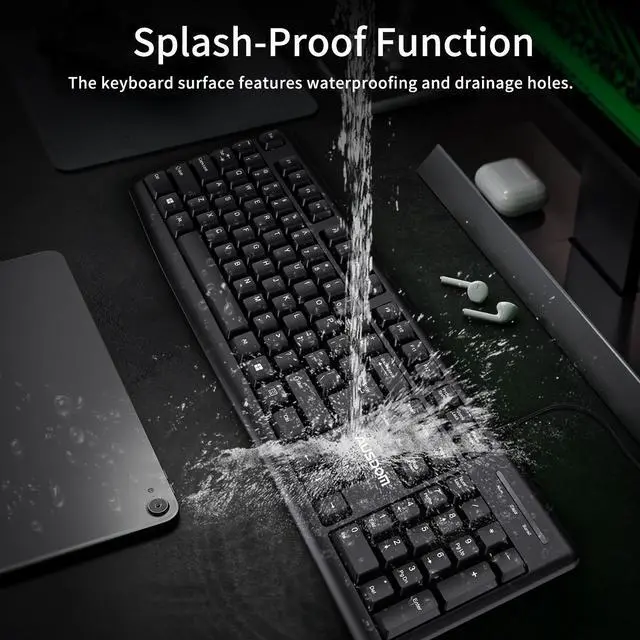 Alt view image 4 of 7 - AUSDOM Y2 Wired USB Keyboard with Number Pad,Spill-Resistant,Chiclet Keyboard,Adjustable Tilt, Ergonomic Office Keyboards for Windows Mac PC Laptop,Full Size Keyboard