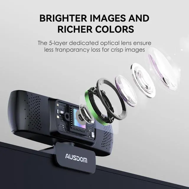 Alt view image 3 of 7 - AUSDOM 4K Webcam, Autofocus Webcam with Microphone, Privacy Cover, Plug and Play USB Computer Web Camera for Pro Streaming/Online Teaching/Video Calling/Zoom/Skype (Black-4K)