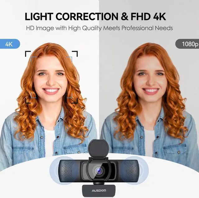 Alt view image 2 of 7 - AUSDOM 4K Webcam, Autofocus Webcam with Microphone, Privacy Cover, Plug and Play USB Computer Web Camera for Pro Streaming/Online Teaching/Video Calling/Zoom/Skype (Black-4K)