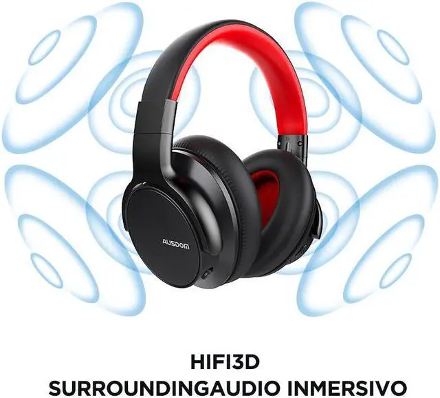 Alt view image 3 of 6 - AUSDOM E7 Bluetooth Noise Cancelling Headphones: Wireless Over Ear ANC Headphones with Microphone, 50H Playtime, Hi-Fi Stereo Sound, Deep Bass, Comfort Earpads for Travel Work Home Office