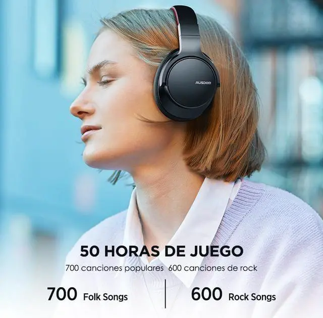 Alt view image 4 of 6 - AUSDOM E7 Bluetooth Noise Cancelling Headphones: Wireless Over Ear ANC Headphones with Microphone, 50H Playtime, Hi-Fi Stereo Sound, Deep Bass, Comfort Earpads for Travel Work Home Office
