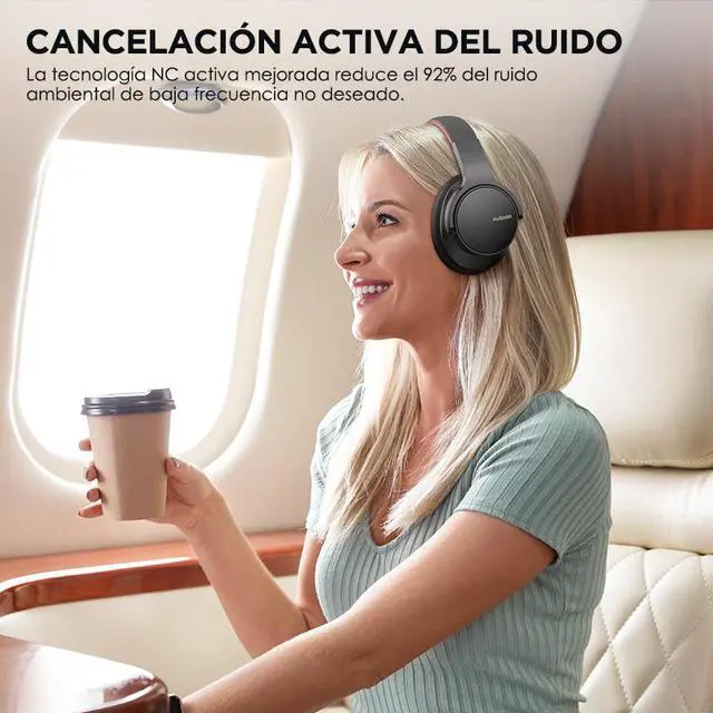 Alt view image 2 of 6 - AUSDOM E7 Bluetooth Noise Cancelling Headphones: Wireless Over Ear ANC Headphones with Microphone, 50H Playtime, Hi-Fi Stereo Sound, Deep Bass, Comfort Earpads for Travel Work Home Office