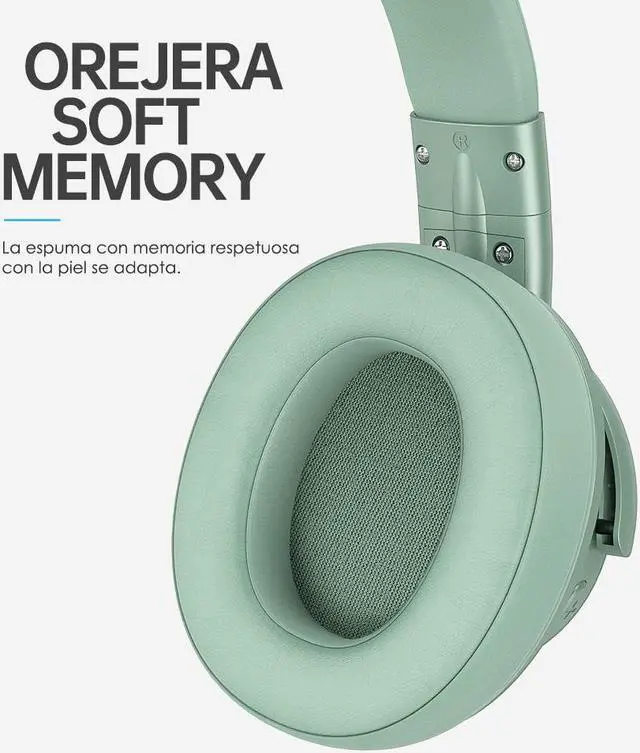 Alt view image 3 of 7 - AUSDOM E7 Bluetooth Noise Cancelling Headphones: Wireless Over Ear ANC Headphones with Microphone, 50H Playtime, Hi-Fi Stereo Sound, Deep Bass, Comfort Earpads for Travel Work Home Office Green