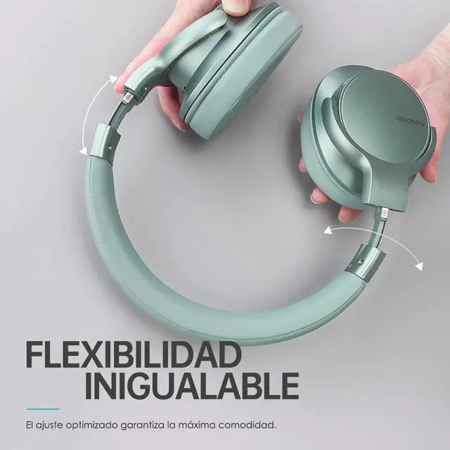 Alt view image 4 of 7 - AUSDOM E7 Bluetooth Noise Cancelling Headphones: Wireless Over Ear ANC Headphones with Microphone, 50H Playtime, Hi-Fi Stereo Sound, Deep Bass, Comfort Earpads for Travel Work Home Office Green