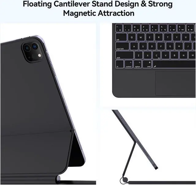 Alt view image 3 of 7 - AUSDOM Magnetic Floating Magic Smart Keyboard for iPad Pro 12.9-inch (6th, 5th, 4th and 3rd Gen), iPad Air 13 2024(M2) Bluetooth Wireless Backlit Rechargeable Keyboard Case with Trackpad
