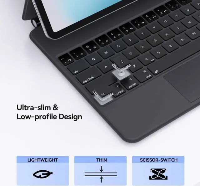 Alt view image 7 of 7 - AUSDOM Magnetic Floating Magic Smart Keyboard for iPad Pro 12.9-inch (6th, 5th, 4th and 3rd Gen), iPad Air 13 2024(M2) Bluetooth Wireless Backlit Rechargeable Keyboard Case with Trackpad