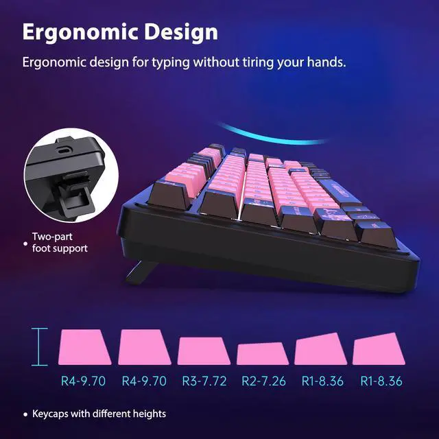 Alt view image 5 of 7 - AUSDOM 98Pro Wireless Mechanical Keyboard, Tri-Mode Bluetooth/2.4GHz/Type-C Gasket Hot Swappable Custom Keyboard,Pre-lubed Linear,Backlit Gaming Keyboard for PC(Manga Girl Theme)