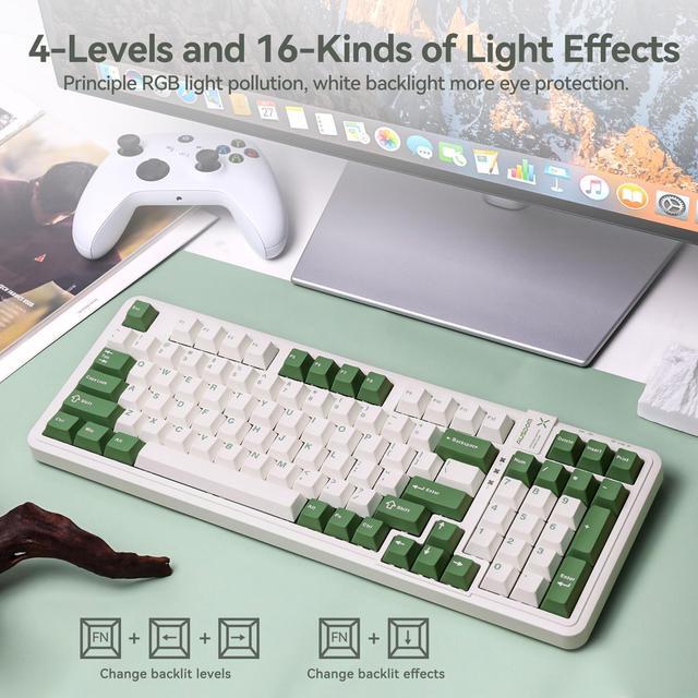 Alt view image 3 of 7 - AUSDOM 98Pro Silent Mechanical Keyboard,Wireless Hot Swappable Silent Keyboard with Backlit,Gasket Structure,Pre-lubed Tactile Switches,2.4GHz/Type-C/Bluetooth Custom Keyboard(Green & White-Silent)