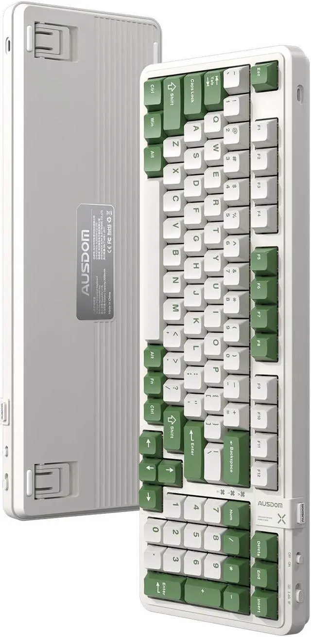 Main image of AUSDOM 98Pro Wireless Mechanical Keyboard, Tri-Mode 2.4GHz/Type-C/Bluetooth Keyboard,Hot Swappable Gaming Keyboard with Gasket Structure,Pre-lubed Linear Switches,Backlit Custom Keyboard(Green &White)