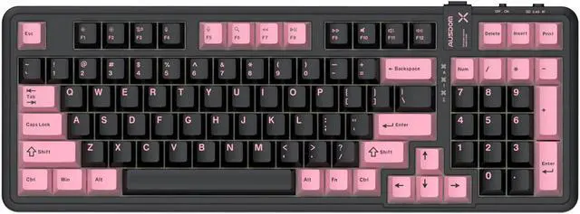 Main image of AUSDOM 98Pro Silent Wireless Mechanical Keyboard,Tri-Mode Bluetooth/2.4GHz/Type-C Hot Swappable Custom Keyboard with Backlit,Gasket Structure,Pre-lubed Tactile Switches(Black & Pink-slient)