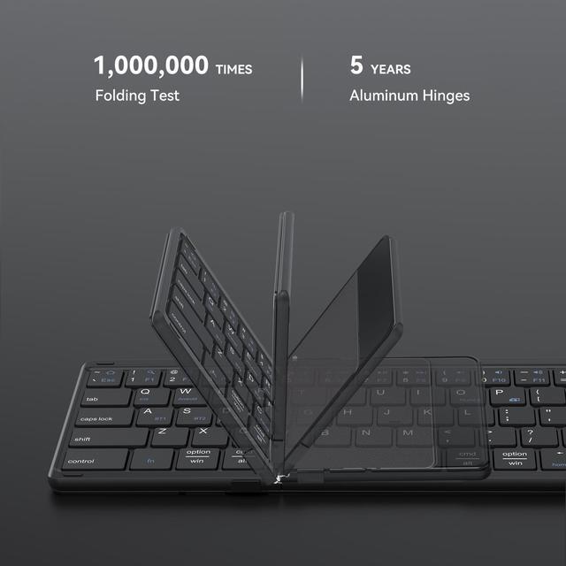 Alt view image 4 of 7 - AUSDOM Foldable Keyboard,Sofkeys Air3 Foldable Bluetooth Keyboard with Touchpad and Numeric Keypad for ipad, iPhone Mac Android Windows iOS ,Wireless Portable Keyboard for Travel