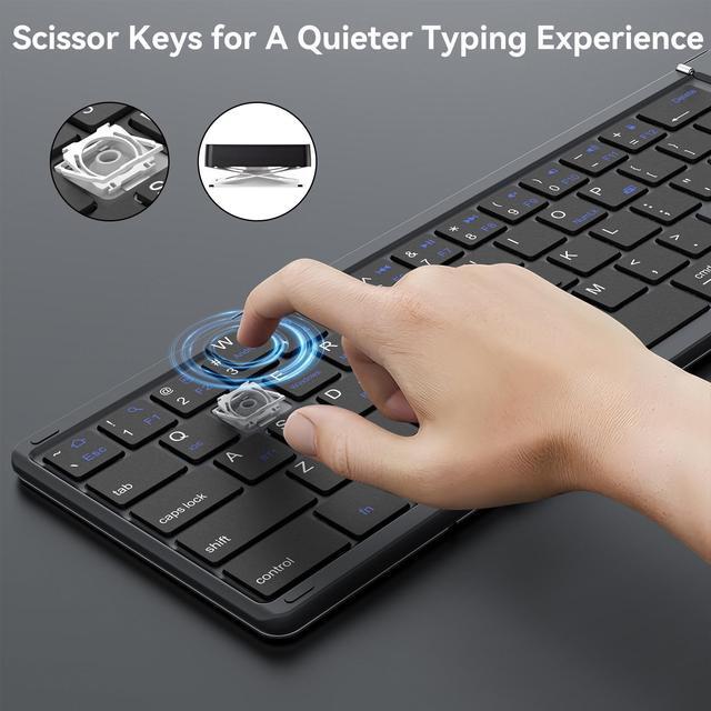 Alt view image 2 of 7 - AUSDOM Foldable Keyboard,Sofkeys Air3 Foldable Bluetooth Keyboard with Touchpad and Numeric Keypad for ipad, iPhone Mac Android Windows iOS ,Wireless Portable Keyboard for Travel