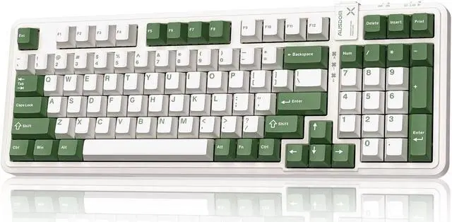 Main image of AUSDOM 98Pro Silent Mechanical Keyboard,Wireless Hot Swappable Silent Keyboard with Backlit,Gasket Structure,Pre-lubed Tactile Switches,2.4GHz/Type-C/Bluetooth Custom Keyboard(Green & White-Silent)