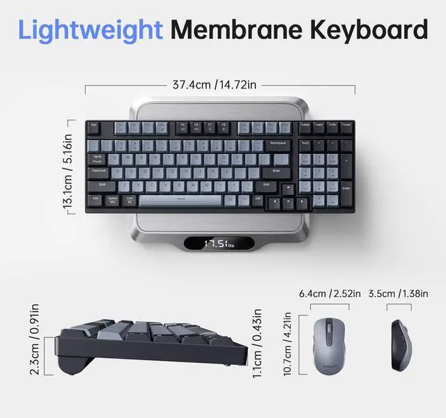 Alt view image 7 of 7 - AUSDOM S5 Pro Wireless Keyboard and Mouse Combo - 98 Keys Mechanical Feel, 2.4G Silent Computer Keyboard & 3 DPI Adjustable Quiet Mouse, Numeric Keypad, Battery-Powered, Plug & Play for PC/Windows/Mac