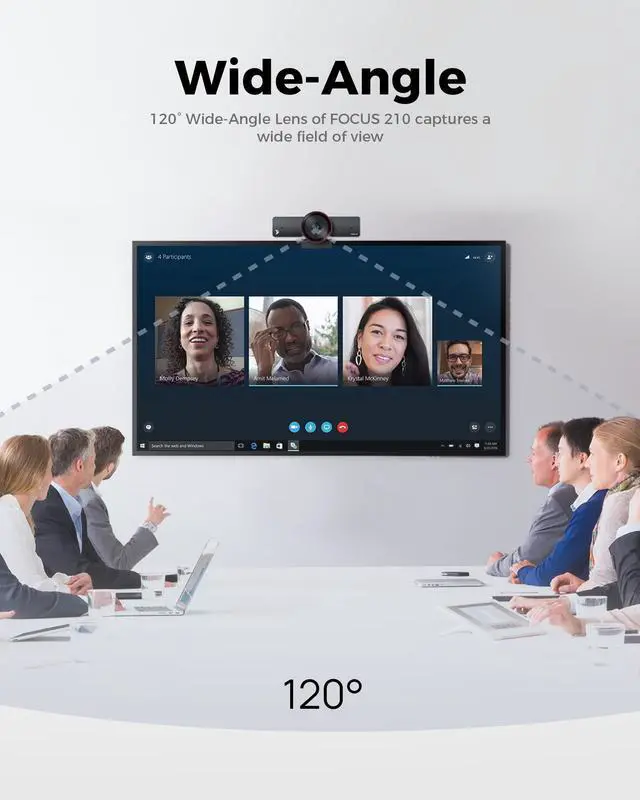 Alt view image 6 of 7 - WYRESTORM 4K Webcam with AI Tracking, 120° FOV Wide Angle, Auto Framing, 90fps, 8X Digital Zoom, Dual AI Noise-canceling Mics, Video Conference Room Camera, Zoom Certified, Works for Microsoft Teams