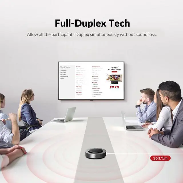 Alt view image 6 of 7 - Conference Speakerphone, Daisy Chain up to 9 Speakerphones for 50 People, USB & Bluetooth Speaker with 4 Mics AI Noise Cancellation 360° Voice Pickup for Zoom,Teams,Conference Call Large Meeting Room